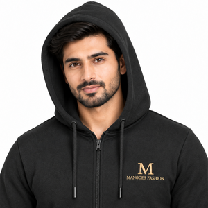 Conjunto Deportivo Unisex MANGOES FASHION con Capucha, Forro Polar Negro, Cierre Completo, Color Sólido, 100% Algodón, Estilo Casual de Verano con Cordón Ajustable - Product Image 4