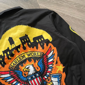 Veste unisexe noire à fermeture éclair, imprimé drapeau d'aigle, veste à revers, streetwear, manteau décontracté de haute qualité - Product Image 5