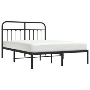 Cadre de lit double en acier noir robuste, lit en métal rectangulaire - Product Image 3