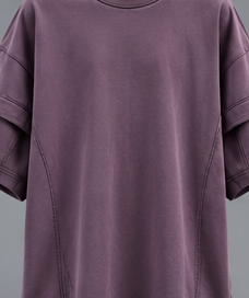 Camiseta Morada Oversize de Manga Corta para Hombre con Diseño de Capas y Cuello Redondo Estilo Urbano - Product Image 4