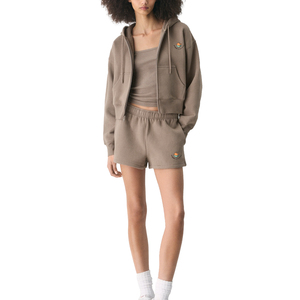 Sudadera Corta con Cremallera para Mujer, Marca Privada, Algodón Orgánico, Felpa, Color Sólido, Informal, para Otoño - Product Image 2