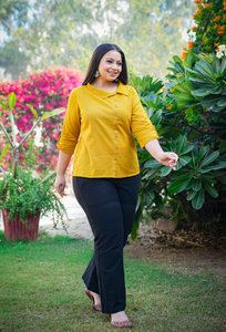 Cotton Flex Printed Plus Size Shirt Mustard Slim Collar Regular Sleeves Women's Casual Wholesale Ladies Designer Ethnic <b>Top</b> - Product Image 5
