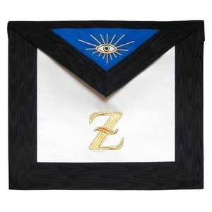4th Degree Scottish Rite <b>Apron</b> <b>Black</b> Moire Hand Embroidery features premium <b>black</b> moire fabric, hand embroidery, adjustable be - Product Image 3