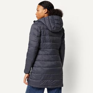 Veste d'hiver longue noire à capuche, coupe-vent, zippée, en duvet - Product Image 6
