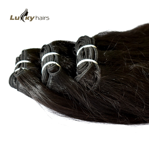 Extensions de cheveux humains indiens à double trame naturelle non traitée couleur noire pas cher qualité de la machine à faisceaux bruts droits - Product Image 3