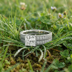925 <b>Silver</b> Classic Style Princess <b>Solitaire</b> Full Eternity Bridal Set Wedding Engagement Moissanite Diamond Luxury Custom <b>Rings</b> - Product Image 6