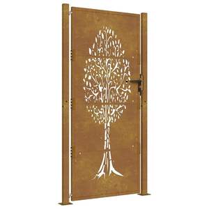 Puerta de Jardín de 39.4x78.7 pulgadas con Diseño de Árbol, Valla de Acero Corten, Enrejado y Puertas - Product Image 2