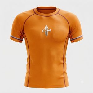 เสื้อแรชการ์ดแขนสั้นคอกลมพิมพ์ลายแบบซับลิเมชั่นสำหรับผู้ชายรุ่นใหม่ แห้งเร็ว ระบายอากาศได้ดี ผลิตจากผ้าสแปนเด็กซ์/โพลีเอสเตอร์ - Product Image 2