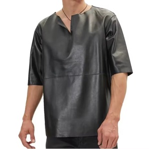เสื้อยืดหนังแท้แขนสั้นระบายอากาศได้ดี กันลม คอวี สไตล์ลำลอง ปรับแต่งได้ - Product Image 1