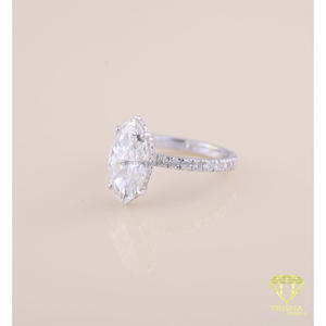 Bague de fiançailles solitaire en moissanite taille marquise, or blanc, bague de promesse, bijou de mariée minimaliste, cadeau - Product Image 6