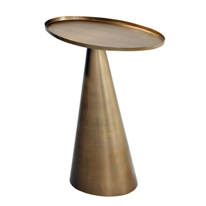 Modern Brass <b>Round</b> <b>Side</b> <b>Table</b> with Antique <b>Gold</b> Finish Decorative Living Room Furniture Metal Top and Frame - Product Image 2