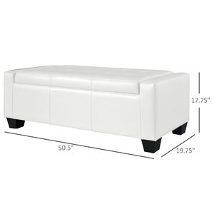50.5\" White Faux Leather Rectangular Tufted Storage Ottoman <b>Stool</b> for Home <b>Office</b> Living Room Entryway or Bedroom - Product Image 3