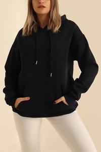 Sweat-shirts à capuche 100% coton pour femmes, streetwear, logo personnalisé, mode décontractée, sweats à capuche surdimensionnés - Product Image 3