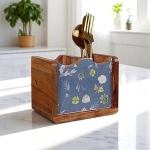 Porte-cuillères en bois imprimé durable, style moderne, vaisselle et couverts multifonctionnels - Product Image 6