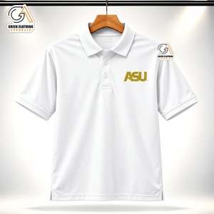 Ropa Griega, Camisa Blanca para Hombre con Estampado Digital ASU, Manga Corta, Casual, Transpirable, de Secado Rápido, Twill 210g - Product Image 1