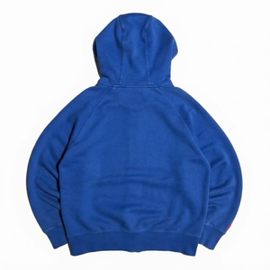 เสื้อฮู้ดดี้ผู้ชายสีน้ำเงินรอยัล ทรงโอเวอร์ไซส์ ผ้าฝ้าย 100% ซิปหน้า มีโลโก้ด้านหน้าและกระเป๋าแขนเสื้อ สไตล์ลำลอง - Product Image 6