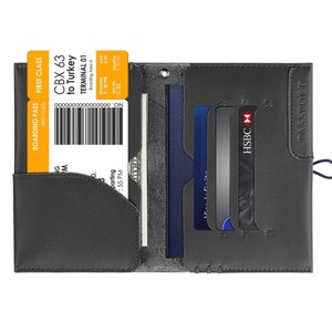 Genuine High-Quality PU Leather Passport <b>Holder</b> Cover Passport Case Protector with Zipper Bag Travel Wallet - Product Image 2