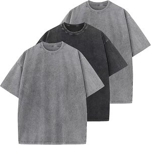 เสื้อยืดโอเวอร์ไซส์ผู้ชาย ผ้าฝ้ายเนื้อหนา ซักแบบวินเทจ สีพื้น เรียบง่าย สไตล์ลำลอง ทรงบ็อกซี่ ยูนิเซ็กส์ เสื้อยืดออกกำลังกาย ทรงหลวม - Product Image 2