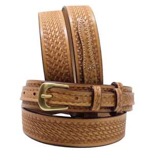 Ceinture de mode pour femme Angel Ranch 1 1/2" marron en cuir véritable avec cristaux bleus et pierres turquoise - Product Image 3