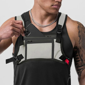 Tactical Chest Rig <b>Harness</b> Bag Multi-Pocket Adjustable Running Vest Phone Holder Outdoor Sports Wholesale OEM Multi-Color - Product Image 4