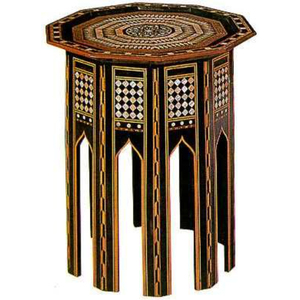Table d'appoint hexagonale en bois massif marocain orange, fabriquée à la main, avec garniture en clous de laiton, pour salon - Product Image 4