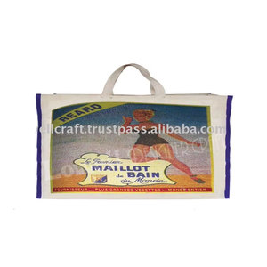 Durable Handled Laminated Cotton Canvas Shopping <b>Bag</b> with Stylish Letter Pattern Reusable Eco Friendly Large Capacity Tote <b>Bag</b> - Product Image 2