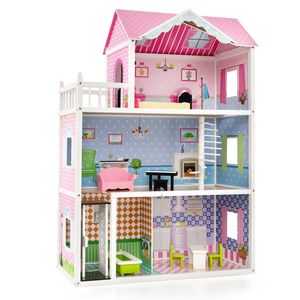 Casa de Muñecas de Madera con Ascensor Funcional y Escalera Giratoria para el Juego Imaginativo de los Niños - Product Image 5