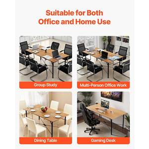 Mesa de Reuniones Rectangular Moderna de 6 Pies para 6-8 Personas, Escritorio para Seminarios con Patas de Metal, Fácil de Ensamblar, Mesa de Conferencias Marrón para Sala de Juntas - Product Image 6