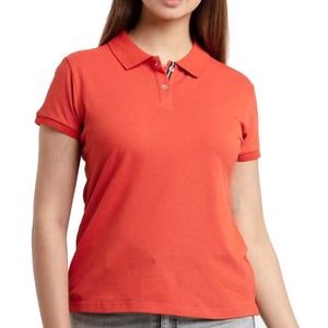 Women <b>Polo</b> Shirt Custom Made in Pakistan Slim Casual Fit <b>Orange</b> Golf T Shirt High Quality Knitted Comfortable Fabric Option - Product Image 1
