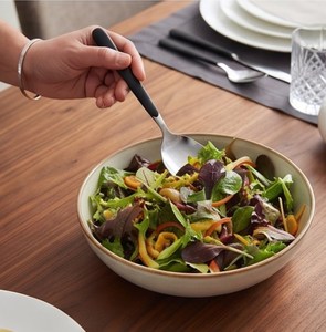 Minimalist Stainless Steel Flatware Set with <b>Black</b> Handles Dishwasher Safe Wedding Dining <b>Cutlery</b> - Product Image 5