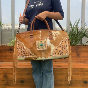 กระเป๋าเดินทางแบบมีซิป, กระเป๋าหนังวัวฟอกมือความจุเยอะ - Product Image 4