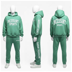 Ensembles pour hommes en coton 100% avec logo personnalisé, ensembles de survêtements brodés pour hommes, ensembles de jogging, ensembles deux pièces, sweat-shirt à fermeture éclair - Product Image 2