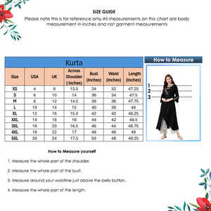 Kurta noire en rayonne brodée pour femme, style asymétrique, col rond, manches trois-quarts, conçue pour un usage décontracté ethnique mondial - Product Image 6