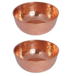 Cuenco de cobre profesional para catering con acabado artesanal martillado a mano para uso en hoteles y banquetes - Product Image 6