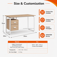 Bureau d'ordinateur avec deux tiroirs de rangement, cadre en U de 25 mm, OEM ODM, pour la maison, le bureau, l'étude, poste de travail, bureau d'ordinateur, bureau de travail