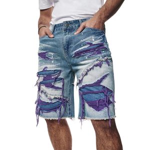 High Quality Summer Denim Shorts for <b>Men</b> Solid Color Casual Jeans Breathable Knitted Weave New Wholesale Rate Product - Product Image 4