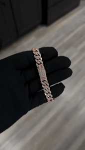 Pulsera de eslabones cubanos de 10 mm de plata de ley 925 con moissanita VVS, chapada en oro rosa, joyería hip hop para hombre - Product Image 3