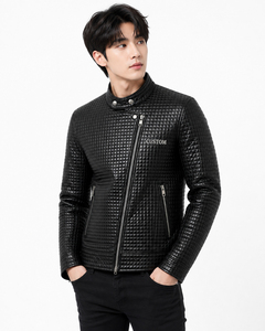 New Arrival Men's Casual Zipper Style Leather <b>Jackets</b> <b>Slim</b> <b>Fit</b> Top Quality Men Genuine Leather <b>Jacket</b> for Man Outerwear - Product Image 3