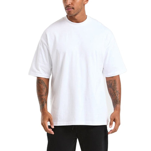 เสื้อยืดโอเวอร์ไซส์ผู้ชายไซส์ใหญ่ ผ้าฝ้าย 100% ระบายอากาศได้ดี ทอแบบพิเศษ มีโลโก้ด้านหน้า ทรงไหล่ตก  แบบเรียบ  ออกแบบได้ตามต้องการ สำหรับฤดูร้อน - Product Image 1