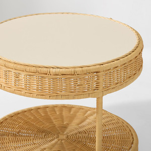 Space-Saving 3-Tier Rattan Stand - Mobile <b>Storage</b> Solution for <b>Small</b> Apartments & Studios - Product Image 4