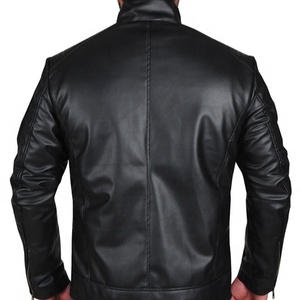 High Street Style <b>Winter</b> Men's <b>Leather</b> <b>Jacket</b> O-Neck Zipper Cow Skin Breathable Waterproof Eco-Friendly Windproof OEM Service - Product Image 2
