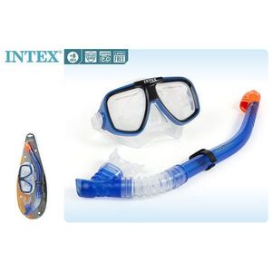 Intex Diving Mask And Snorkel Set Blue Clear Lens Anti Fog For Kids And Adults Swimming Snorkeling - Product Image 1