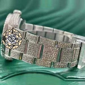 Women Stainless Steel Lab Diamond <b>Watch</b> Round <b>Case</b> Quartz Movement Analog Dial Sapphire Crystal Luxe Butterfly Clasp <b>Watch</b> - Product Image 3