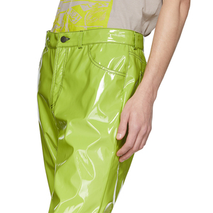 Pantalones Casuales para Hombre, Color Verde Lima, Recubiertos de PU, Cintura Elástica, Corte Recto, Bolsillos Laterales, para Verano - Product Image 6