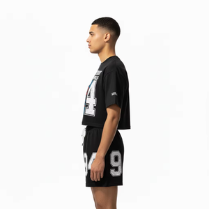 Fabricación OEM al por mayor, camisetas personalizadas con impresión y bordado, extragrandes para hombre, unisex, mujer, pareja, camiseta negra de tela gruesa. - Product Image 4