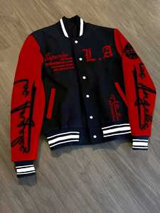 <b>Black</b> Varsity <b>Jacket</b> For Men's Chenille Embroidery and Leather Sleeve For Baseball Wholesale - Product Image 5