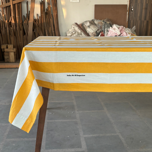 Striped Cotton Linen Rectangular <b>Tablecloth</b> Yellow White Washable Dining Table Cover for Home Decor Elegant Style - Product Image 2
