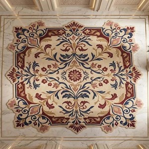 Tapis en laine tufté à la main, motif floral vintage, tapis décoratif traditionnel, tapis élégant pour salon, chambre à coucher, tapis d'appoint - Product Image 2