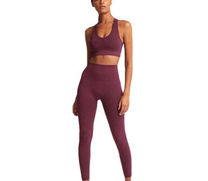 Ensemble de sport pour femme : Legging taille haute, brassière de sport sans col unie, haut de sport respirant à manches longues – Tenue de fitness pour la gym - Product Image 4