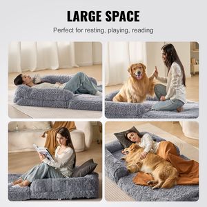 Cuccia Gigante per Cani e Animali Domestici 183x122x25 cm, Stile Rialzato, con Rivestimento Lavabile in Velluto PV, Design a Uovo - Product Image 6